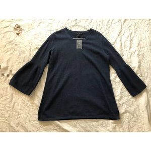 NWOT H By Halston Bell Sleeve Blue Sweater,Sz S